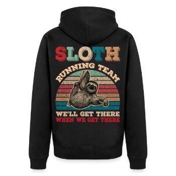 Vintage Sloth Running Team We'll Get There - Unisex Premium Organic Zip Hoodie - black - Back - Nico (187cm)