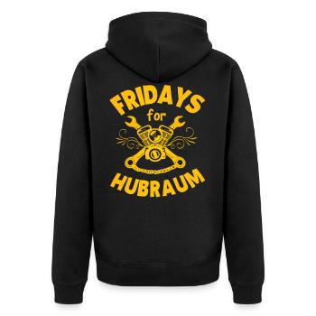Fridays for Hubraum Spruch Lustig geschenk - Unisex Premium Bio Zip Hoodie - Schwarz - Hinten - Nico (187cm)