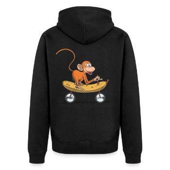Singe drôle, singe sur vélo banane - Veste à capuche bio Premium Unisexe - noir - Dos - Nico (187cm)