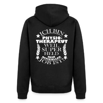 Physio Therapie Physio Therapeut Motiv Sprüche - Unisex Premium Bio Zip Hoodie - Schwarz - Hinten - Nico (187cm)