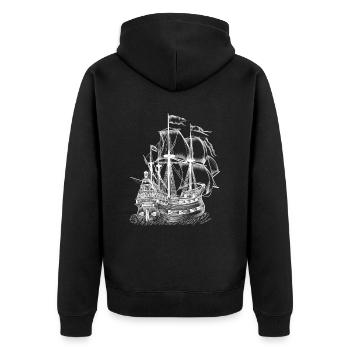 Cool boat sketch art design gift ideas - Unisex Premium Organic Zip Hoodie - black - Back - Nico (187cm)