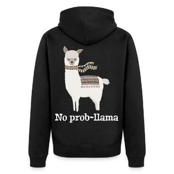 No Prob Llama - Unisex Premium Organic Zip Hoodie - black - Back - Nico (187cm)