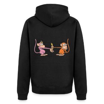 Monkey donne une banane à son bien-aimé - Veste à capuche bio Premium Unisexe - noir - Dos - Nico (187cm)