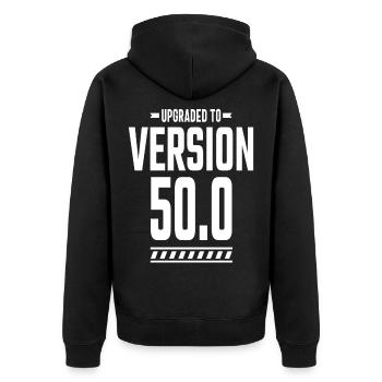 50-jähriges 50. Geburtstags-lustiges Geschenk - Unisex Premium Bio Zip Hoodie - Schwarz - Hinten - Nico (187cm)