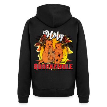 Quokka - Unisex Premium Bio Zip Hoodie - Schwarz - Hinten - Nico (187cm)