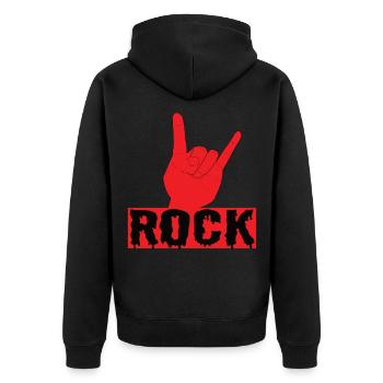 Rock Pommesgabel Rock Musik Heavy Metal Musik - Unisex Premium Bio Zip Hoodie - Schwarz - Hinten - Nico (187cm)