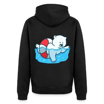 Eisbär Klimawandel Klima Global Arktis Nordpol - Unisex Premium Bio Zip Hoodie - Schwarz - Hinten - Nico (187cm)