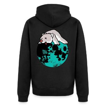 Erde Natur Tierschutz Eisbär Ripp Konsum Bär - Unisex Premium Bio Zip Hoodie - Schwarz - Hinten - Nico (187cm)