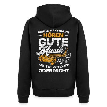 Musique de saxophone - Veste à capuche bio Premium Unisexe - noir - Dos - Nico (187cm)