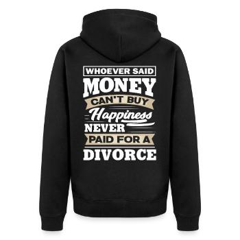 Scheidung Bezahlen - Unisex Premium Bio Zip Hoodie - Schwarz - Hinten - Nico (187cm)