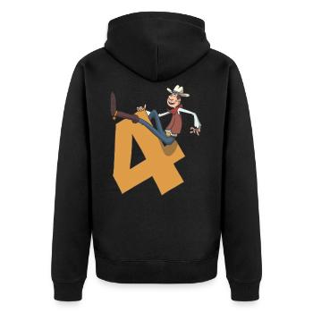 Cowboy Kindergeburtstag 4. Geburtstag - Unisex Premium Bio Zip Hoodie - Schwarz - Hinten - Nico (187cm)