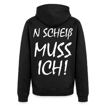 N Scheiß Muss Ich - Unisex Premium Bio Zip Hoodie - Schwarz - Hinten - Nico (187cm)