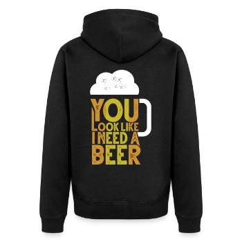 Bière Humour Drôle Dire Drôle Cadeau - Veste à capuche bio Premium Unisexe - noir - Dos - Nico (187cm)