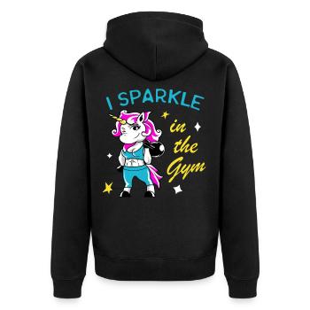 Frauen Fitness Workout lustiges Einhorn Geschenk - Unisex Premium Bio Zip Hoodie - Schwarz - Hinten - Nico (187cm)