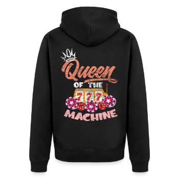 Casino queen - Unisex Premium Organic Zip Hoodie - black - Back - Nico (187cm)