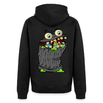 trash trash can comic cartoon graphic image children - Unisex Premium Organic Zip Hoodie - black - Back - Nico (187cm)