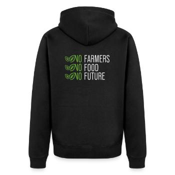 No Farmers - No Food - No Future - Farmer Farmer - Unisex Premium Organic Zip Hoodie - black - Back - Nico (187cm)