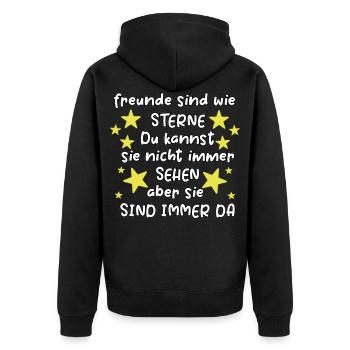 Freunde sind wie Sterne Freundschaft Spruch Freund - Unisex Premium Bio Zip Hoodie - Schwarz - Hinten - Nico (187cm)