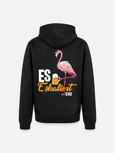 Flamingo Eskaliert - Unisex Premium Bio Zip Hoodie - Schwarz