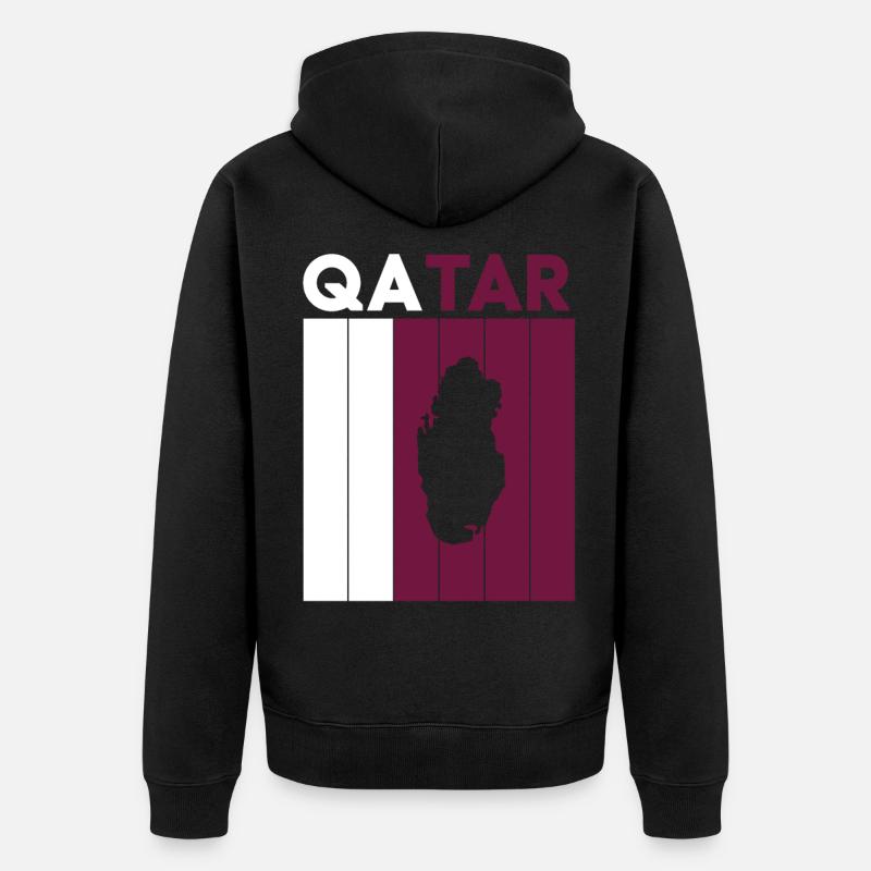 Drapeau et frontière du Qatar - Veste à capuche bio Premium Unisexe - noir
