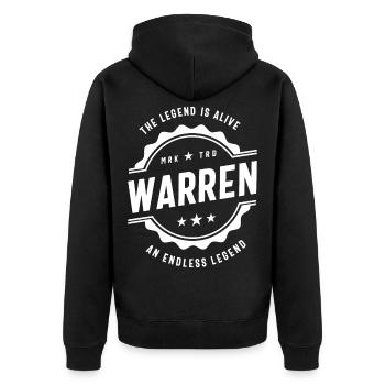 Warren Personalized Name Birthday Gift - Unisex Premium Organic Zip Hoodie - black - Back - Nico (187cm)