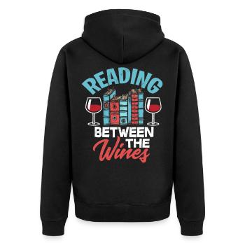 book - Unisex Premium Organic Zip Hoodie - black - Back - Nico (187cm)