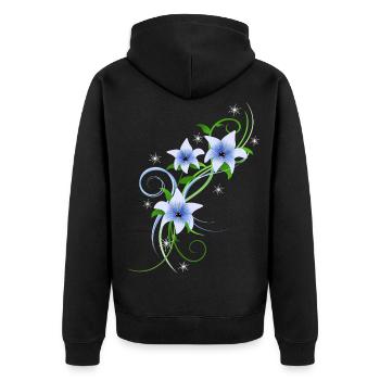 Blumen Lilien Garten Stauden Blüten Orchidee - Unisex Premium Bio Zip Hoodie - Schwarz - Hinten - Nico (187cm)