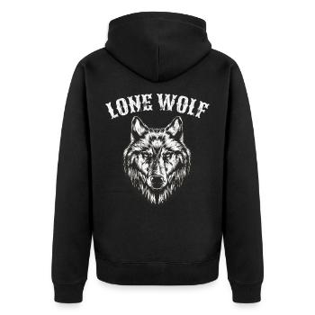 Lone Wolf full moon biker men gift - Unisex Premium Organic Zip Hoodie - black - Back - Nico (187cm)