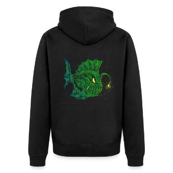 Poisson-grenouille pêchant le cadeau drôle de haute mer - Veste à capuche bio Premium Unisexe - noir - Dos - Nico (187cm)