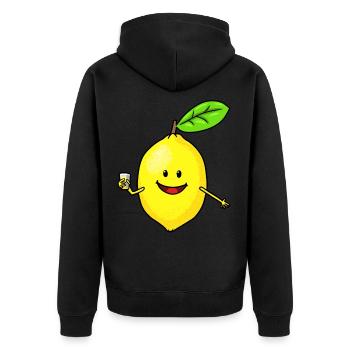 Lustige saure Zitrone Gesund Vitamine Winterzeit - Unisex Premium Bio Zip Hoodie - Schwarz - Hinten - Nico (187cm)