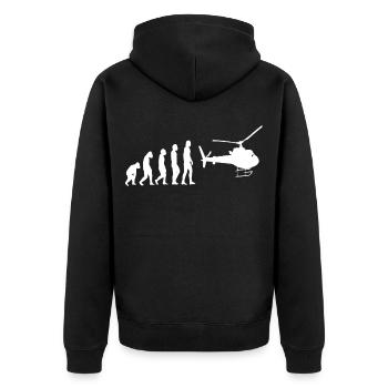 Hubschrauber helli Hellikopter Pilot Fliegen - Unisex Premium Bio Zip Hoodie - Schwarz - Hinten - Nico (187cm)
