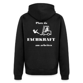 Gabelstaplerfahrer Gabelstapler Staplerfahrer - Unisex Premium Bio Zip Hoodie - Schwarz - Hinten - Nico (187cm)