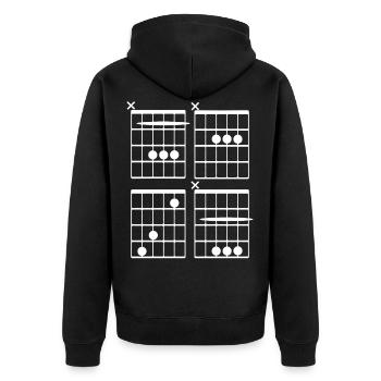 BACH als Dur Akkorde Tabs Gitarre (weiss) - Unisex Premium Bio Zip Hoodie - Schwarz - Hinten - Nico (187cm)