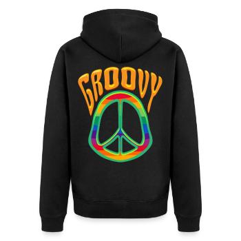 Frieden Liebe Peacezeichen - Unisex Premium Bio Zip Hoodie - Schwarz - Hinten - Nico (187cm)
