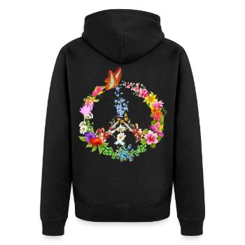 Papillon de signe de paix - Veste à capuche bio Premium Unisexe - noir - Dos - Nico (187cm)