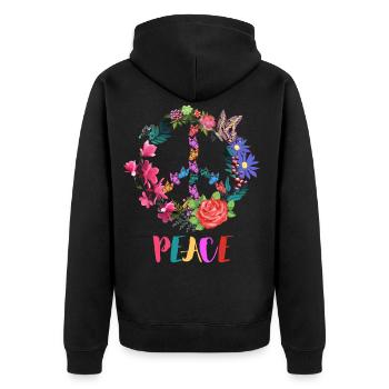 Fleurs de signe de paix - Veste à capuche bio Premium Unisexe - noir - Dos - Nico (187cm)