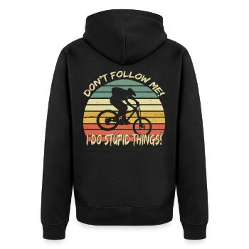 VTT VTT disant vintage - Veste à capuche bio Premium Unisexe - noir - Dos - Nico (187cm)