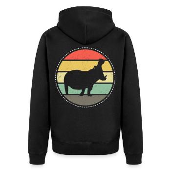 Hippo Africa - Unisex Premium Organic Zip Hoodie - black - Back - Nico (187cm)