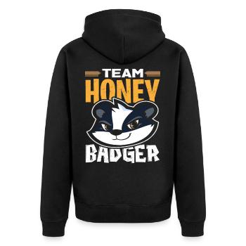 honey badger - Unisex Premium Organic Zip Hoodie - black - Back - Nico (187cm)
