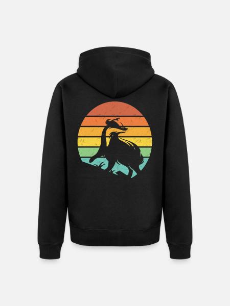Honigdachs Retro Geschenk - Unisex Premium Bio Zip Hoodie - Schwarz
