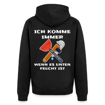 Lustiger Klempner Sprüche Handwerk Berufe Geschenk - Unisex Premium Bio Zip Hoodie - Schwarz - Hinten - Nico (187cm)