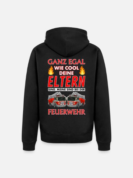 Feuerwehr Eltern Kind - Unisex Premium Bio Zip Hoodie - Schwarz