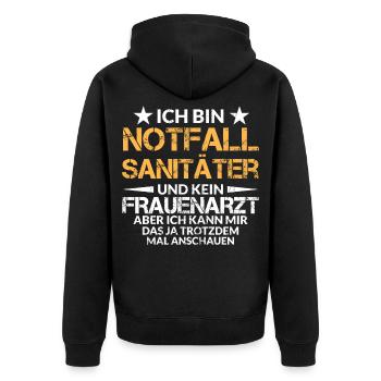 Notfallsanitäter Sanitäter Arbeit Krankenhaus - Unisex Premium Bio Zip Hoodie - Schwarz - Hinten - Nico (187cm)