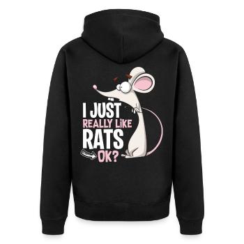 Ratten Lieblingstier - Unisex Premium Bio Zip Hoodie - Schwarz - Hinten - Nico (187cm)
