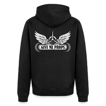 plane - Unisex Premium Organic Zip Hoodie - black - Back - Nico (187cm)