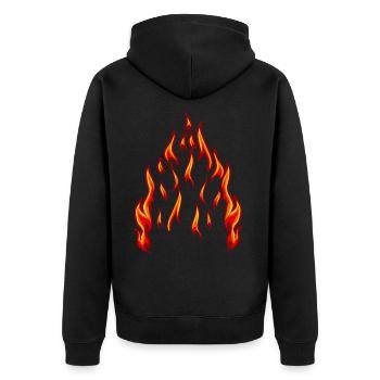 Feuer Flamme Brand Inferno Flamme feurig Hitze - Unisex Premium Bio Zip Hoodie - Schwarz - Hinten - Nico (187cm)