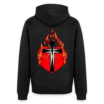 Cross, Crosses, Jesus, Religion, Heart, Fire, Flame - Unisex Premium Organic Zip Hoodie - black - Back - Nico (187cm)