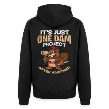 beaver - Unisex Premium Organic Zip Hoodie - black - Back - Nico (187cm)