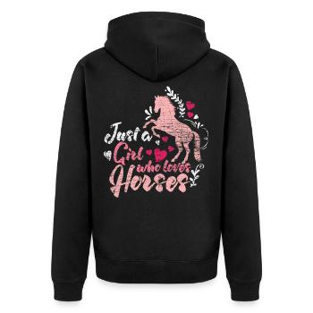 Fille de cheval - Veste à capuche bio Premium Unisexe - noir - Dos - Nico (187cm)