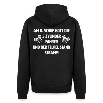 5 Zylinder Motor Turbo Auto - Unisex Premium Bio Zip Hoodie - Schwarz - Hinten - Nico (187cm)